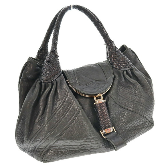 Fendi Handbag Black Leather Spy Braided Zucca Bag - Picture 1 of 6